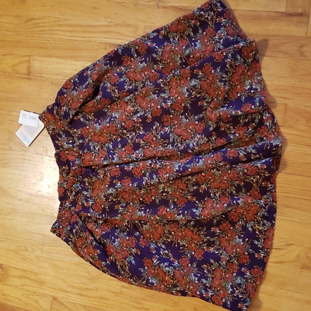 Large Lularoe Women's Purple Floral Madison Pleated Skirt.  Brand New with Tags